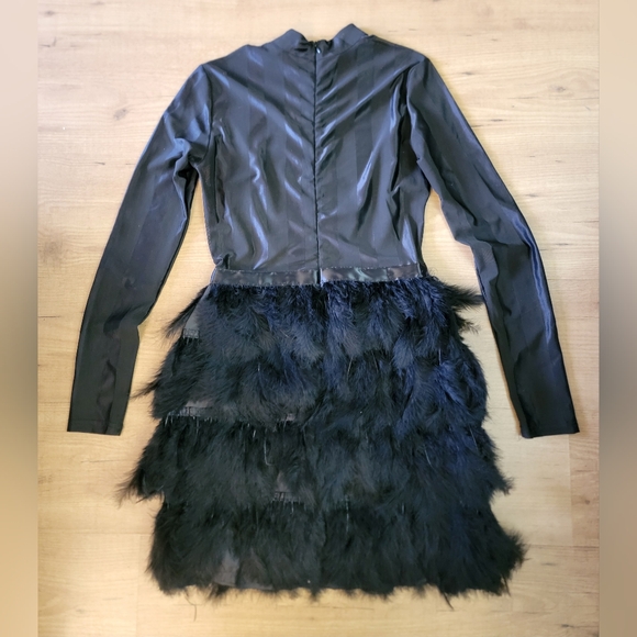 PrettyLittleThing  Black Feather Bottom Dress - Picture 11 of 14